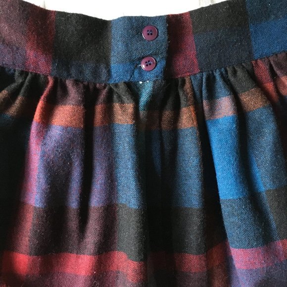 70's Vintage Plaid Midi Skirt Women's XS Wool Blend High Waist - Picture 6 of 13